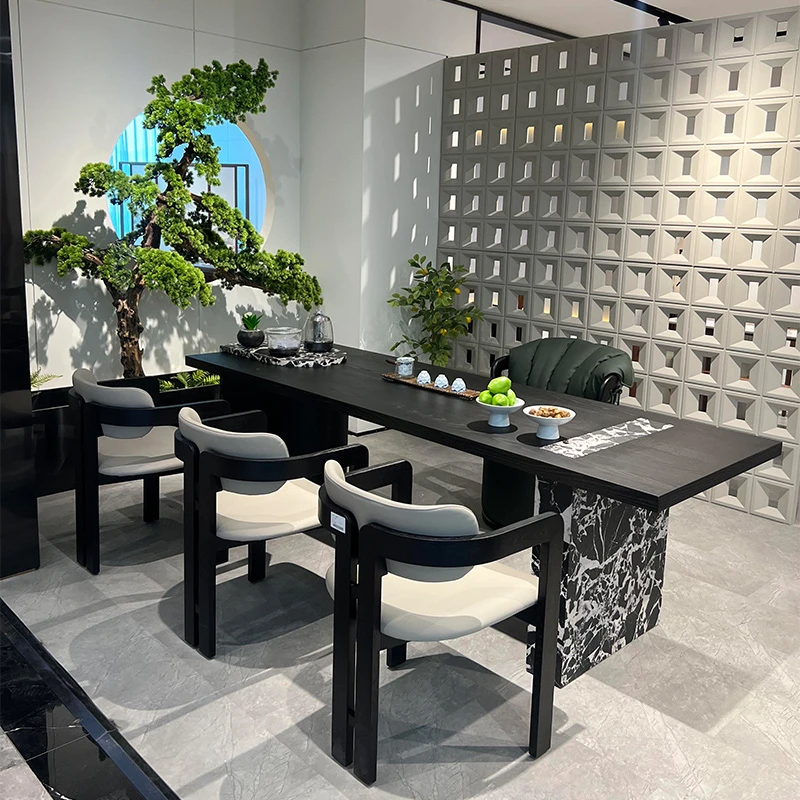 新中式茶桌2025新款高端轻奢岩板高级感胡桃木办公室会客实木茶台