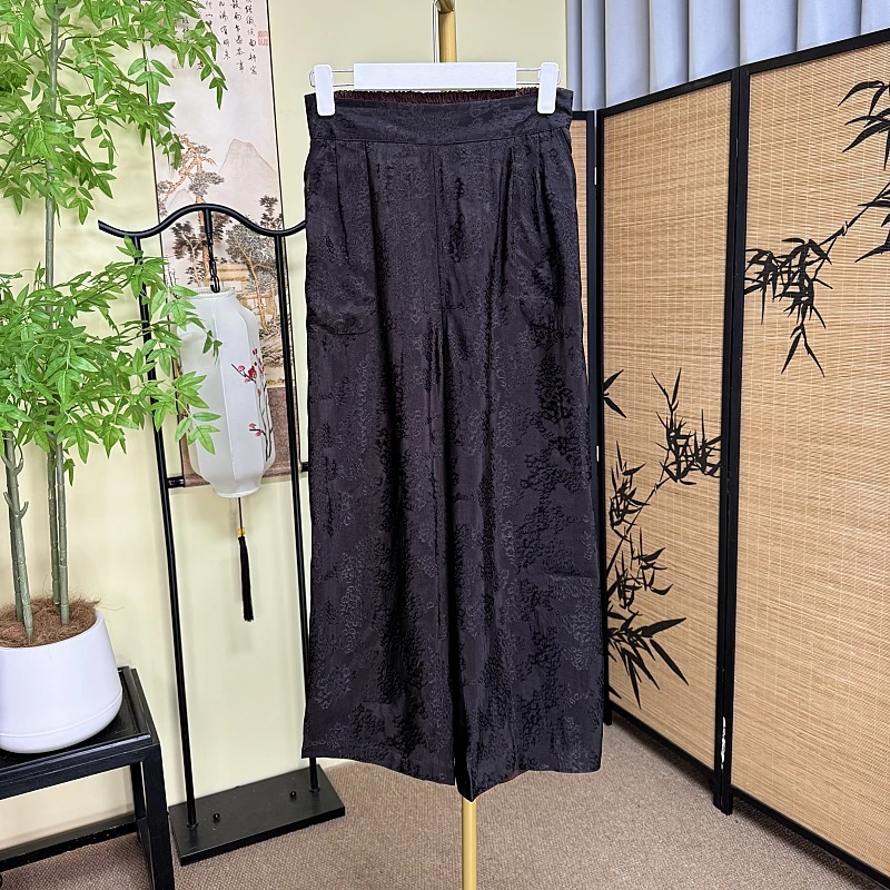 【若曦裤子】新中式裤子气质百搭时尚高腰双面穿提花宽松复古休闲