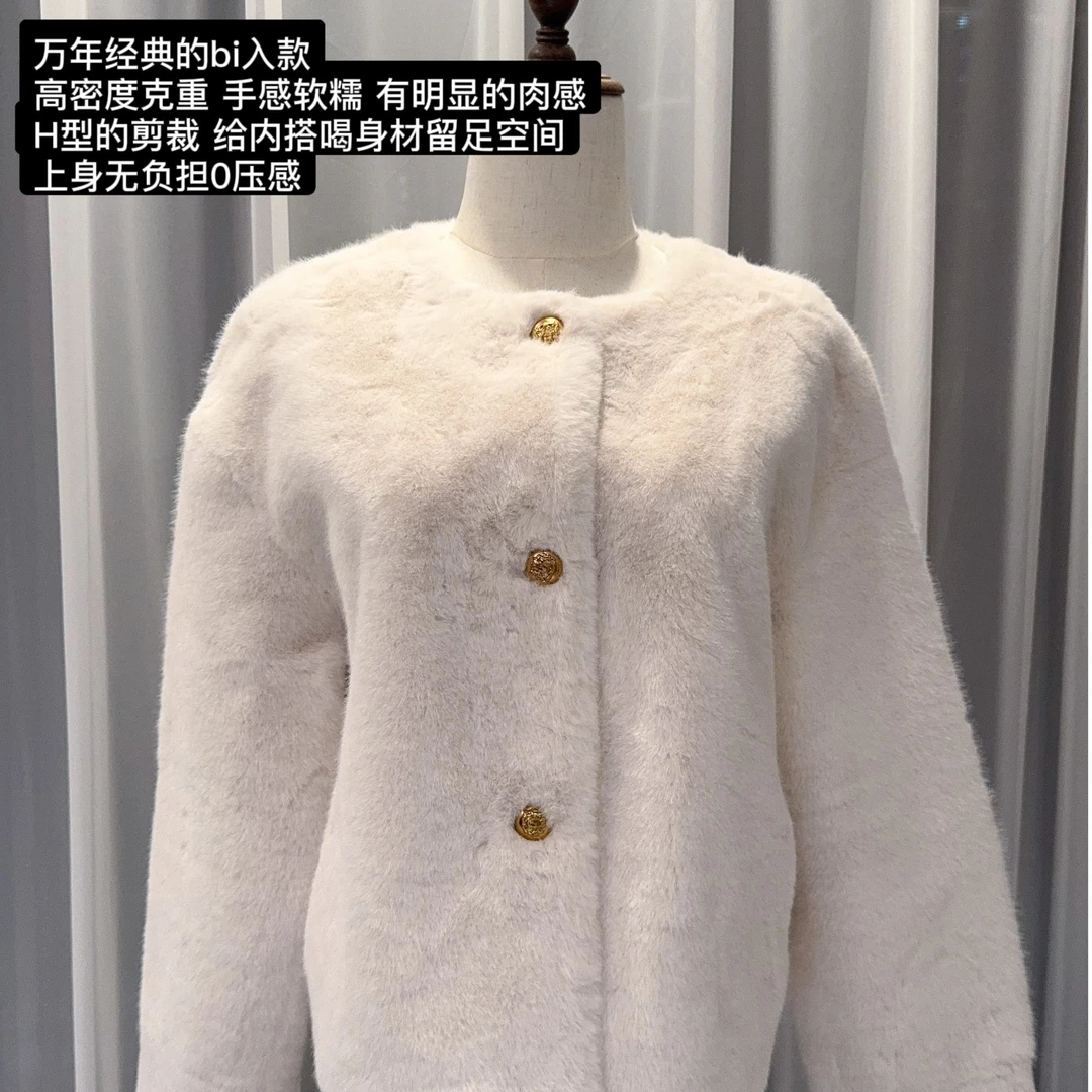 【京城名流]中古千金欧貂绒环保水貂毛皮草外套