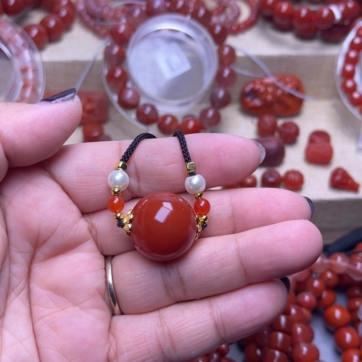 南红玛瑙合金手链锁骨项链