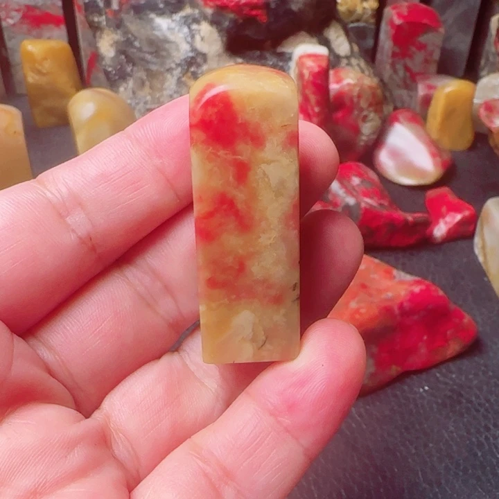 昌化石昌化软玉石桃红印章