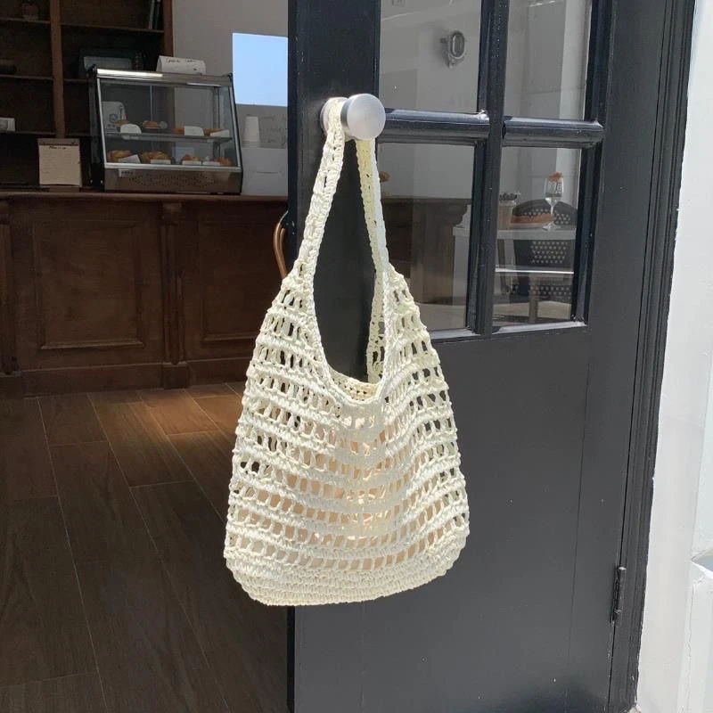 2025韩风镂空大容量草编新款腋下简约百搭单肩海边编织度假沙滩包