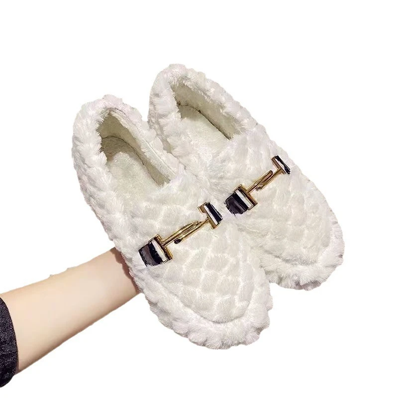 爆款毛毛鞋女冬外穿2025年冬季新款加绒女士棉鞋一脚蹬豆豆鞋百搭