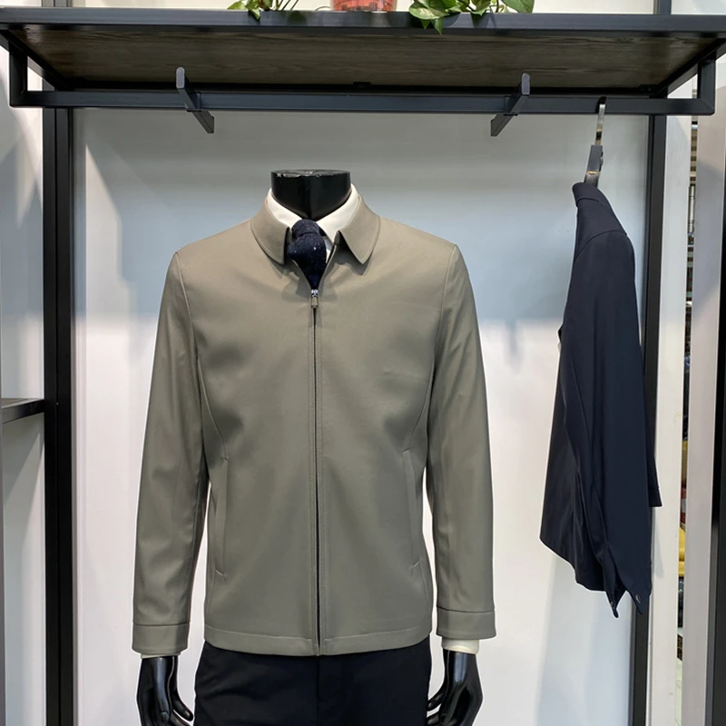 高品质男士翻领夹克上衣商务休闲春秋茄克外套LENZON领佐25年新品