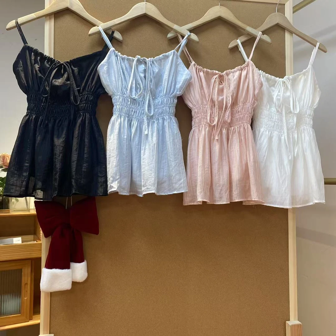 细通勤纯欲风御姐风背心吊带法式女装性感设计感露肩收腰627