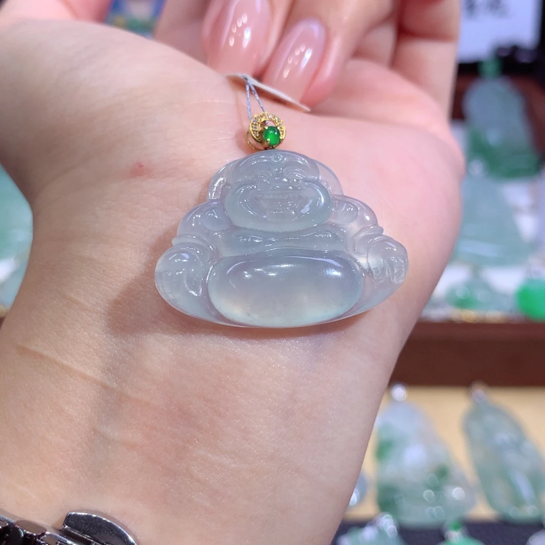 吊坠(不含链)18K金镶嵌翡翠