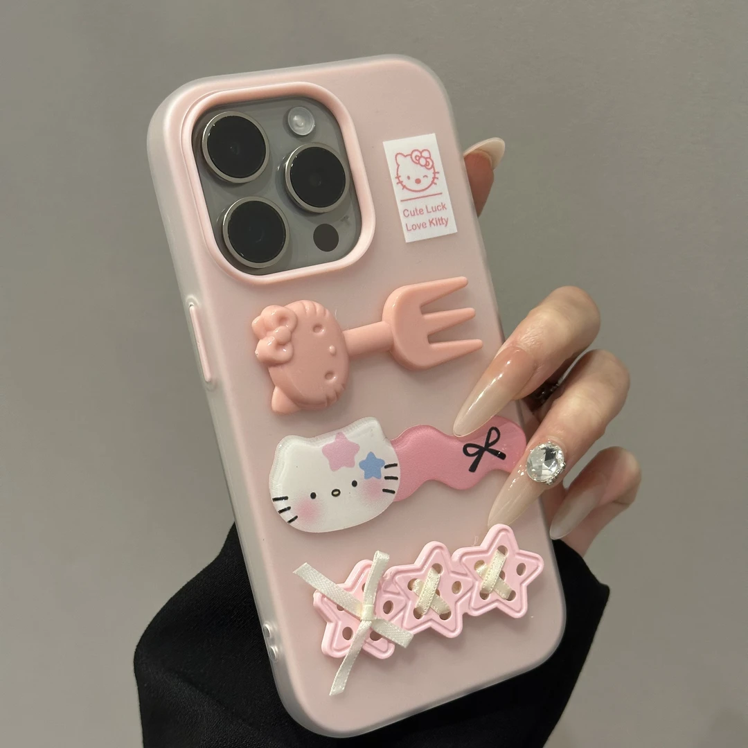 BANCATK猫叉子贴件套装适用苹果16果冻手机壳华为vivo小米15oppo