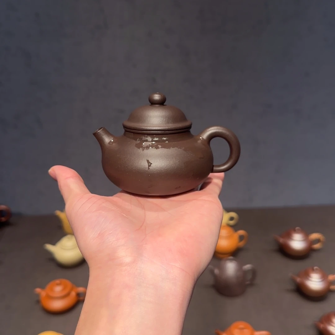 慢***包茶壶紫砂容天 乌泥 160cc