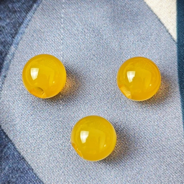 10mm天然石黄色侧孔玉石纽扣新中式国风旗袍马甲宋锦高端定制扣