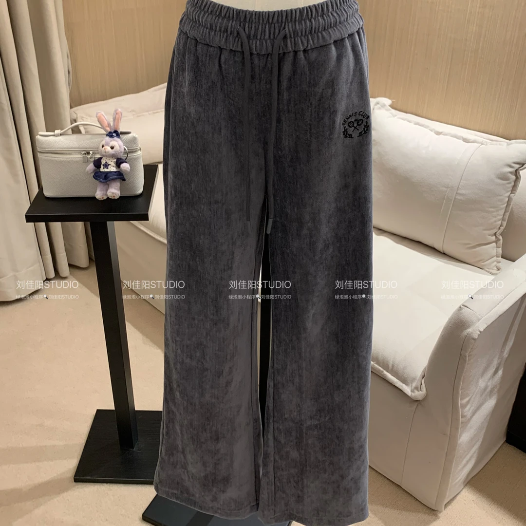 「刘佳阳STUDIO」雪尼尔刺绣裤 厚软