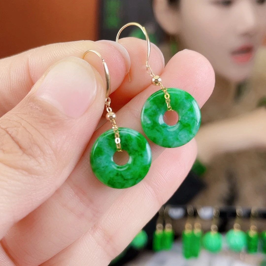 翡翠18K金镶嵌耳饰