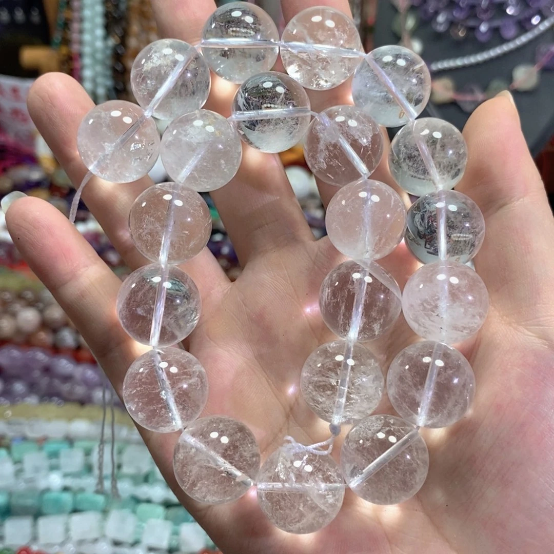 未镶嵌玛瑙/玉髓珠宝半成品天然白水晶一条卡18mm