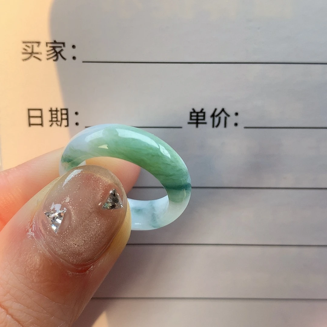 翡翠未镶嵌戒指@****@天然翡翠8号