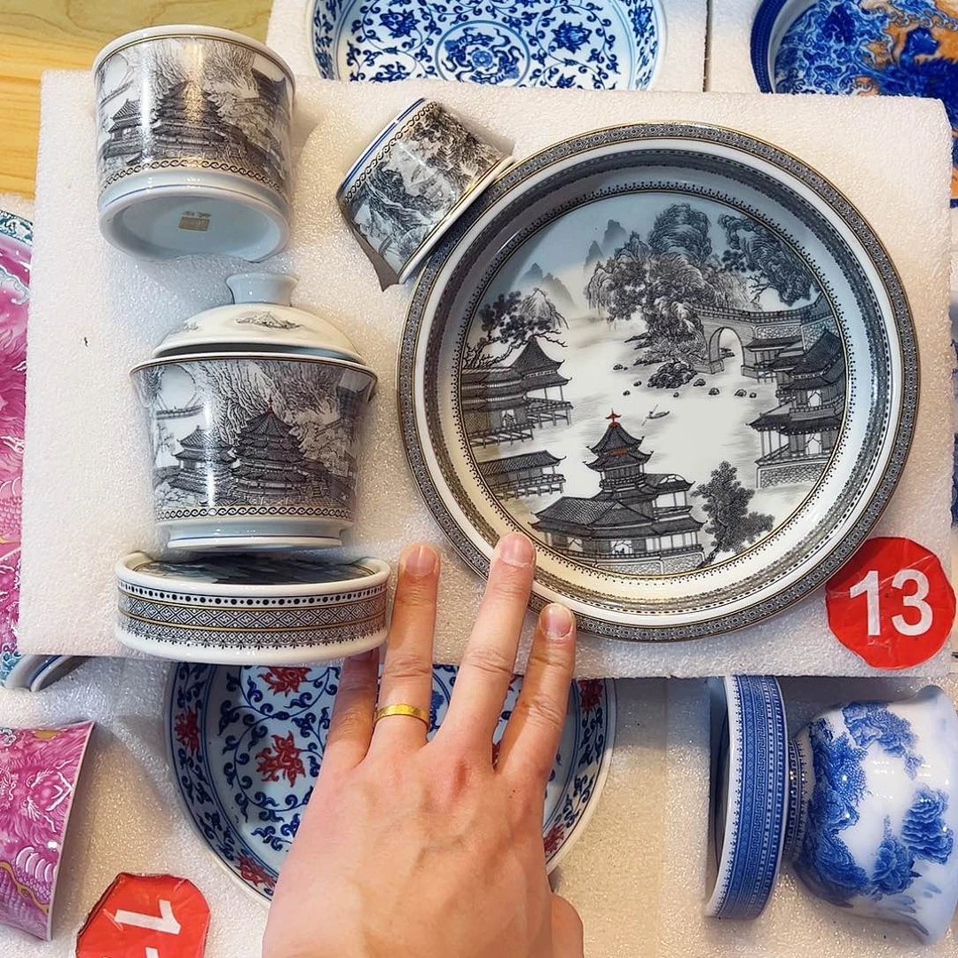 阿***飞墨彩山水大明宫五件套