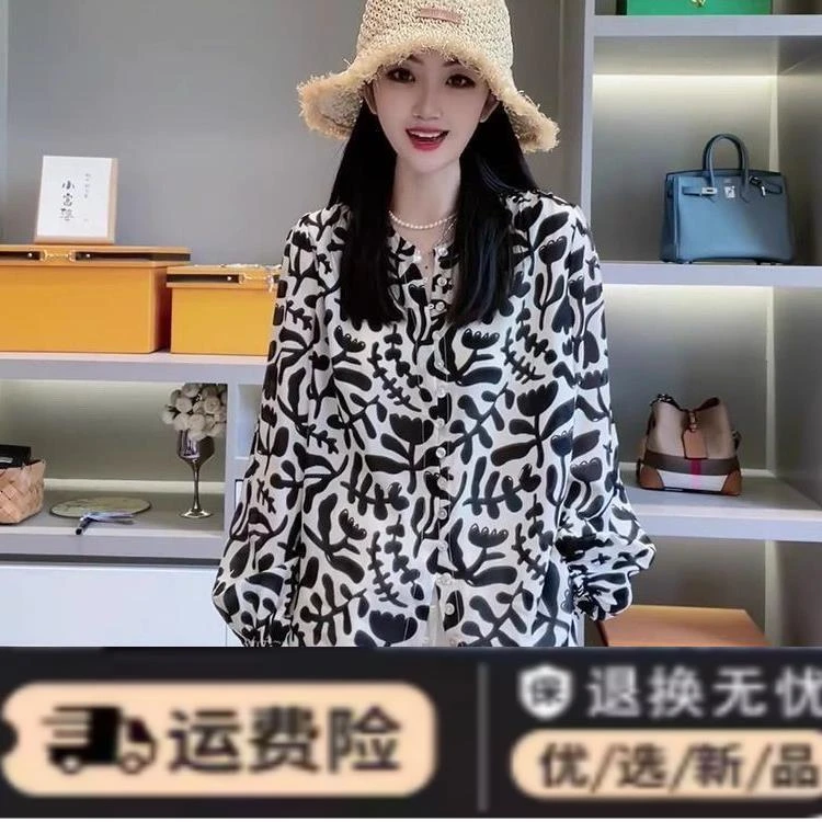 2025新款时尚百搭显瘦长袖衬衫女设计感小众宽松休闲上衣洋气减龄