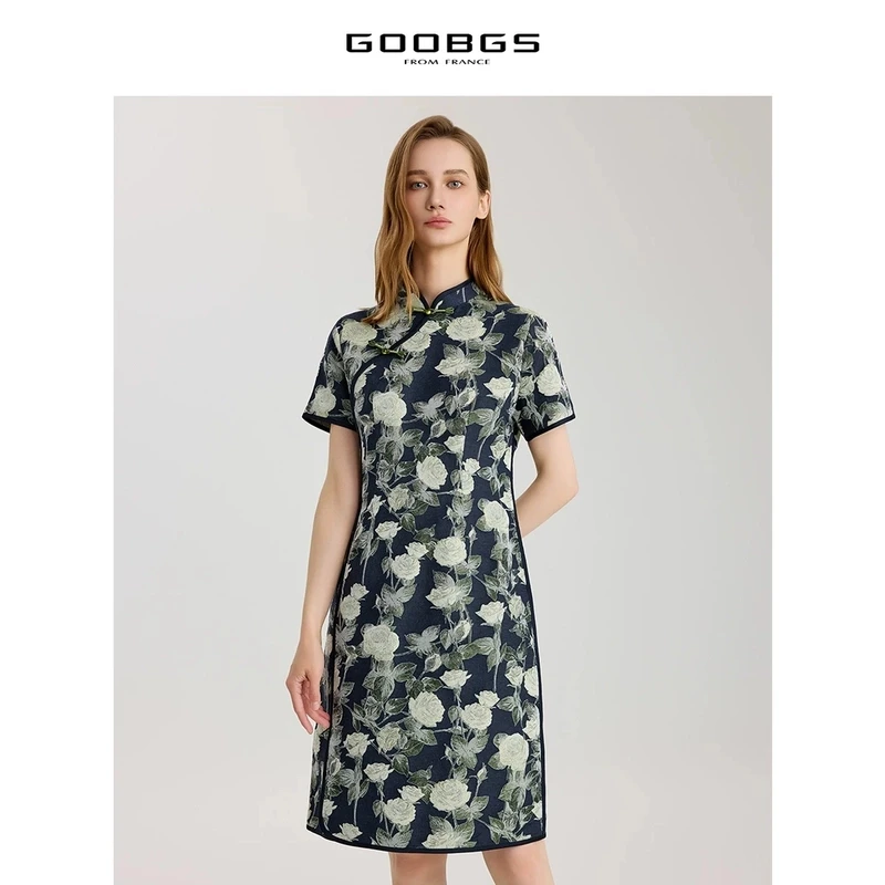 【谷邦L+】谷邦GOOBGS 新中式旗袍印花连衣裙 G3342684