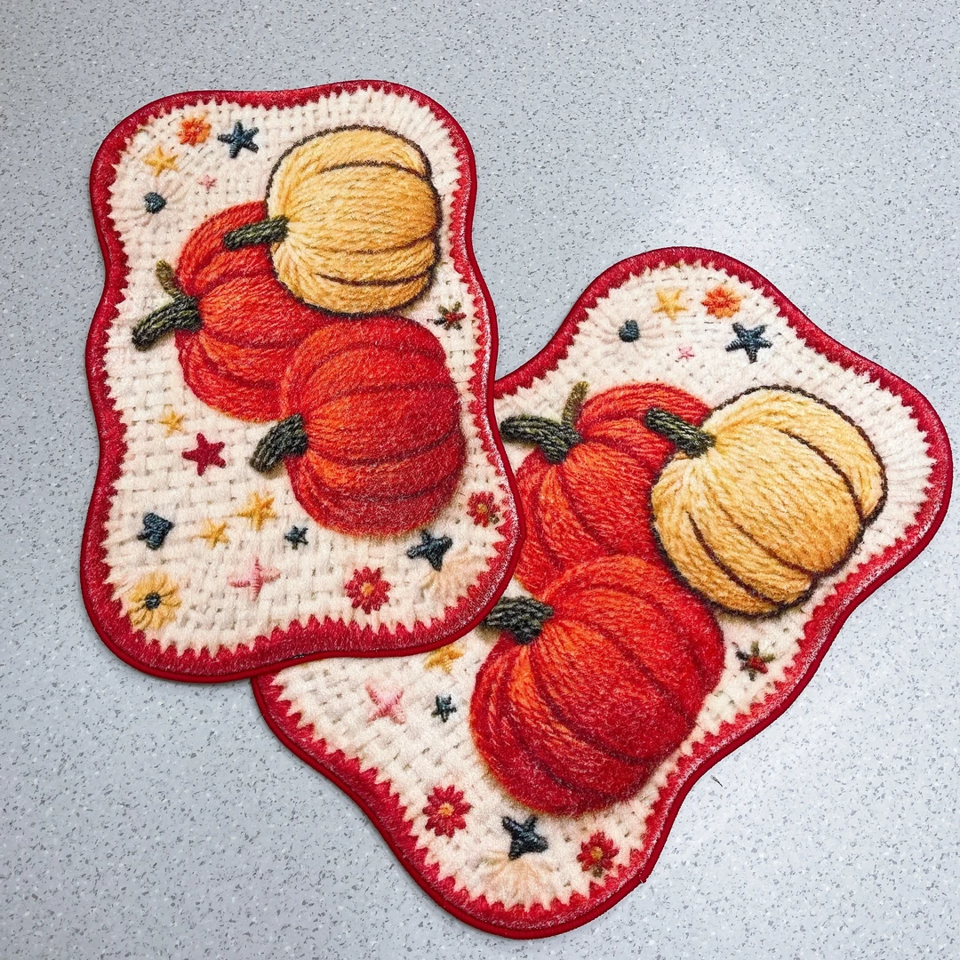 云朵绒BY1664【秋瓜盛意】卡通可爱家用创意印花浴室吸水防滑地毯