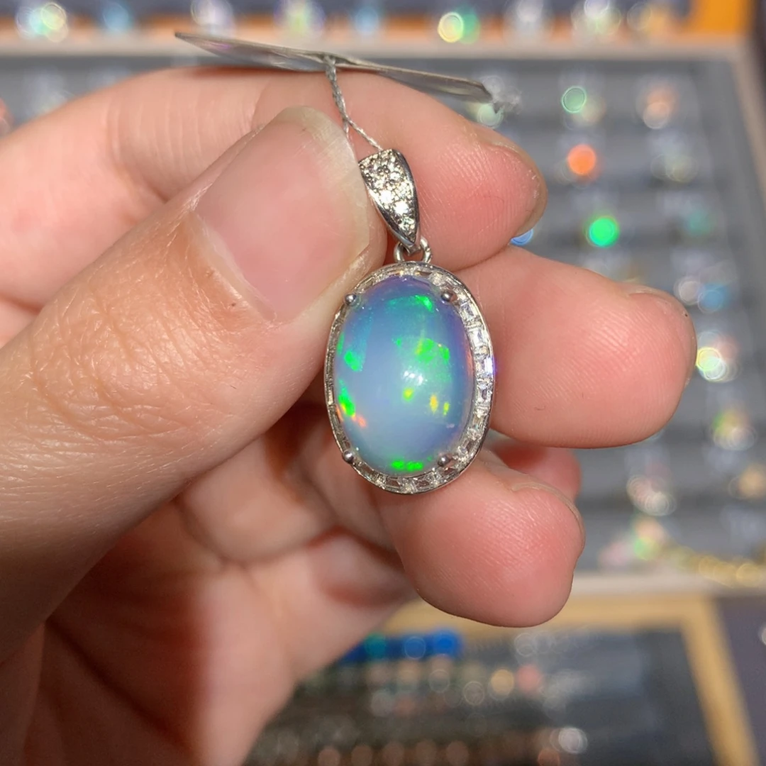 银S925镶嵌欧泊欧泊吊坠y