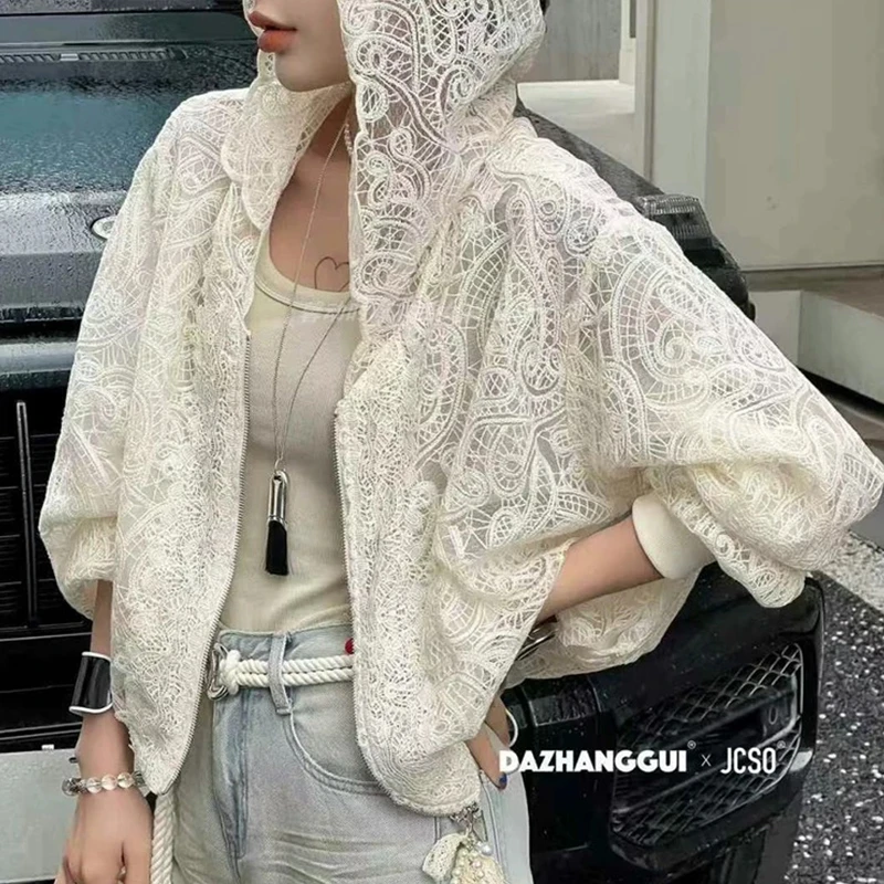 连帽镂空蕾丝外套女欧洲站2025年夏季新款韩版减龄百搭防晒上衣潮
