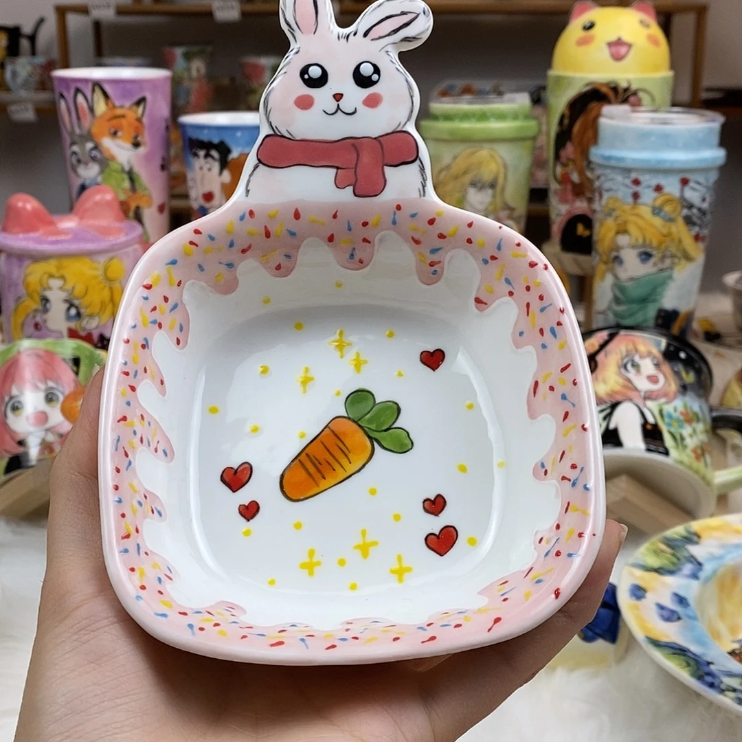 瓷片董董文创手绘陶瓷