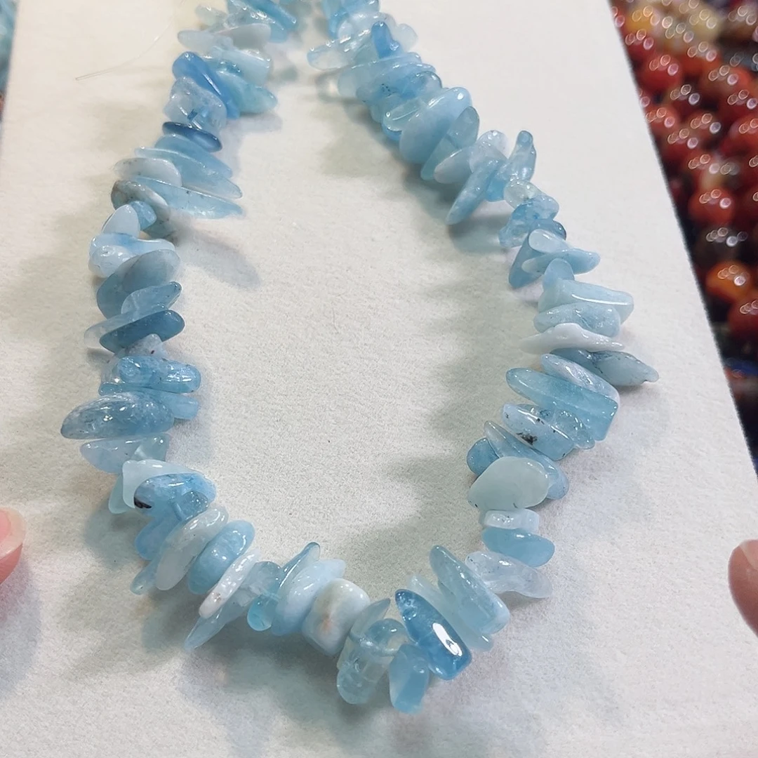 玛瑙/玉髓合金珠宝半成品海蓝宝长牙一条