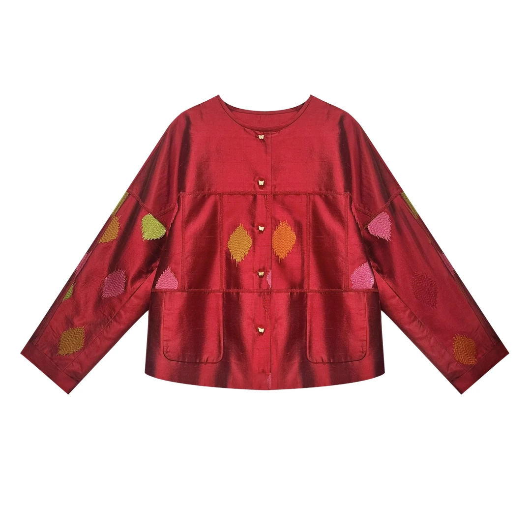 春季新款新中式五彩斑斓刺绣外套