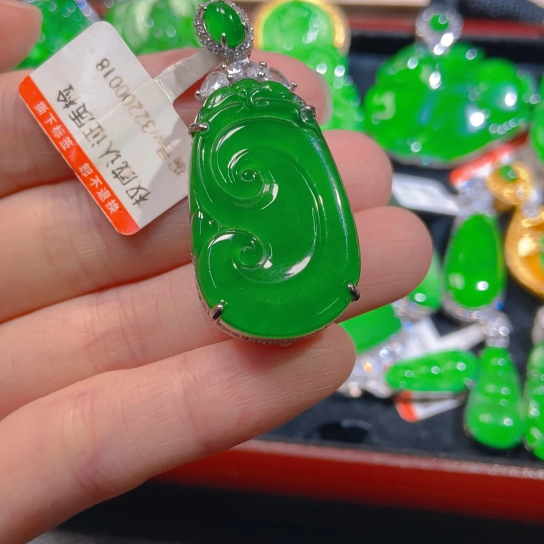 翡翠银S925镶嵌吊坠(不含链)