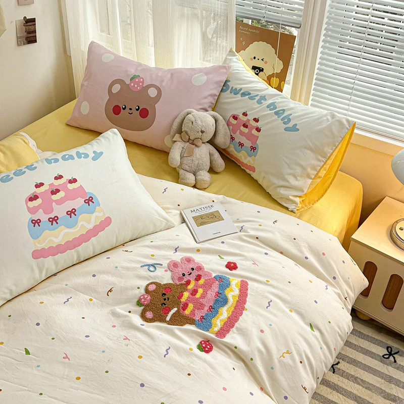 2025春夏新款云朵棉卡通毛巾绣四件套