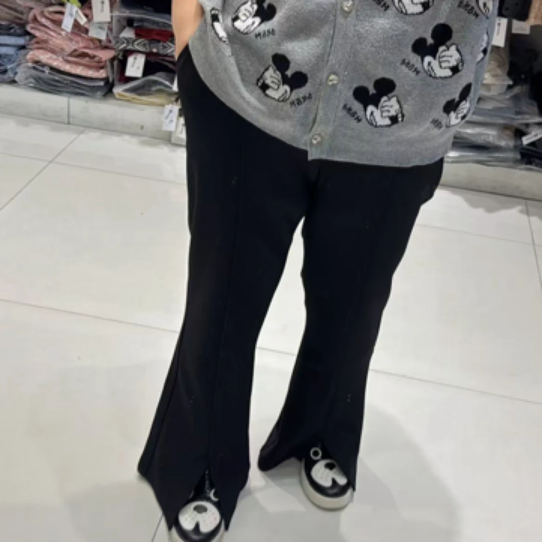 HBE4542大码职业前开衩显腿长细微喇裤