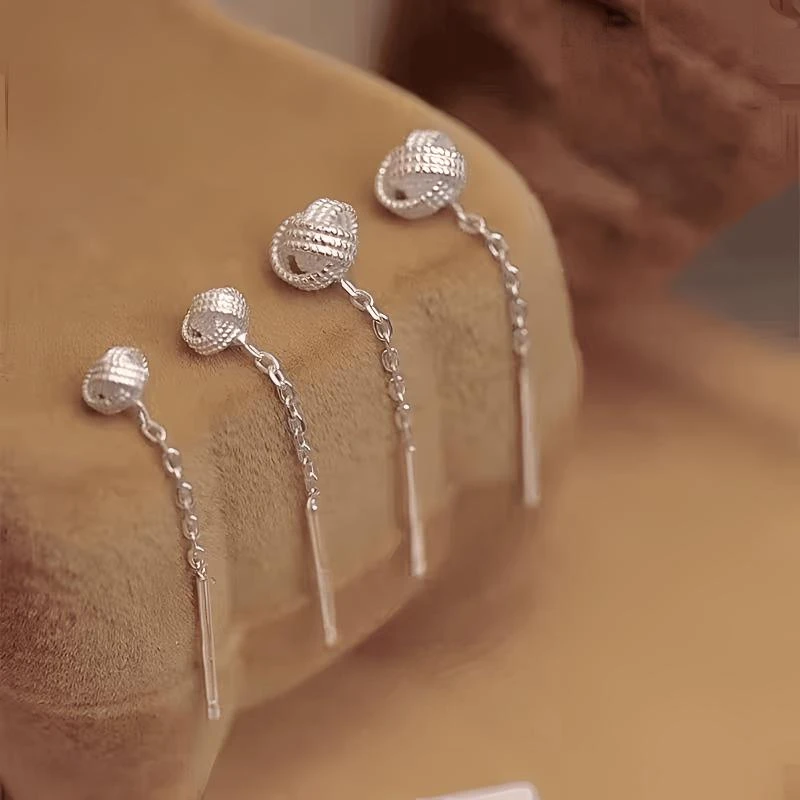 925银针如意结耳线女轻奢小众耳钉2025新款爆款高级感耳环耳饰品