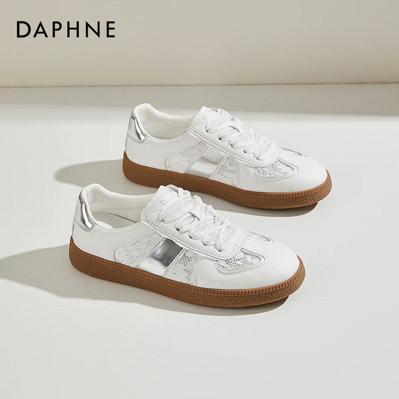 达芙妮网面平底德训鞋女夏季新款蕾丝透气软底舒适休闲百搭板鞋