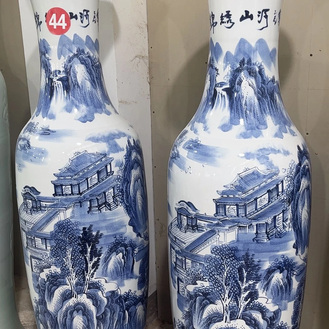 y***h陶景德镇落地大花瓶高度1.6手绘一对