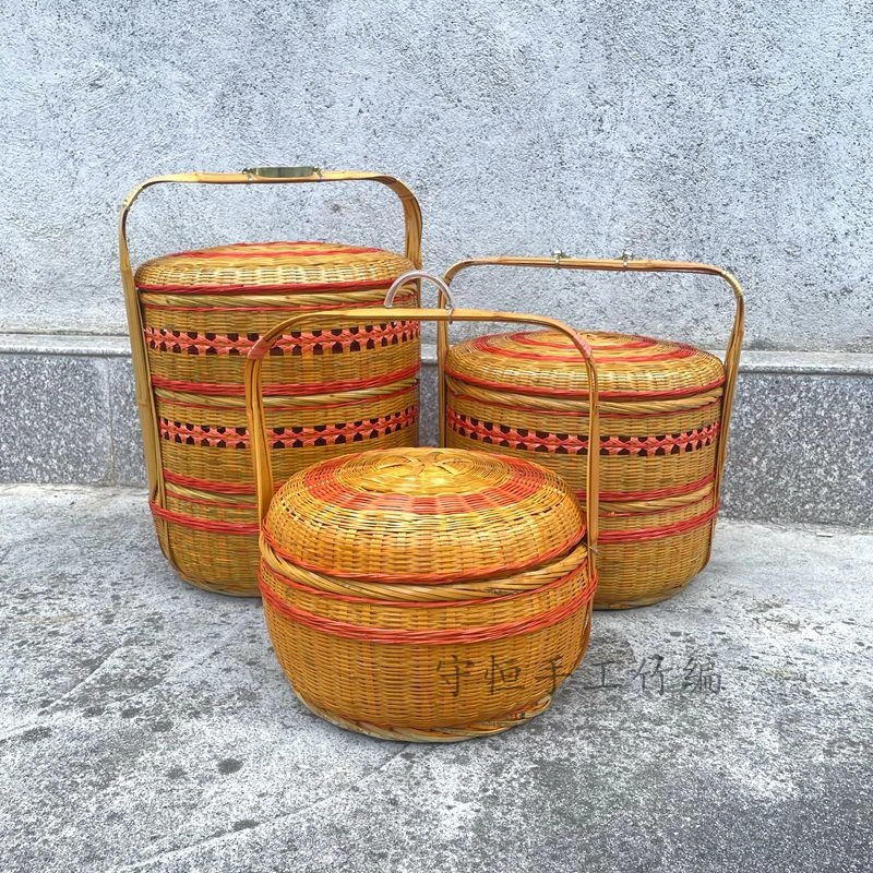 喜事竹篮子拜拜农村竹编篮子送餐篮子婚嫁喜庆篮子手提供奉篮
