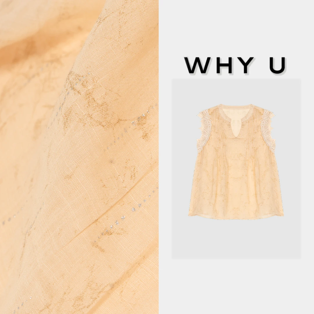 WHY U-25SS新款U领飞飞袖碎花百搭夏季衬衫上衣【里尼】