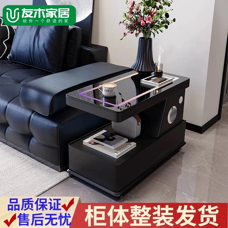 可移动茶几小户型家用简约边柜轻奢客厅意式高档大气沙发边几推车