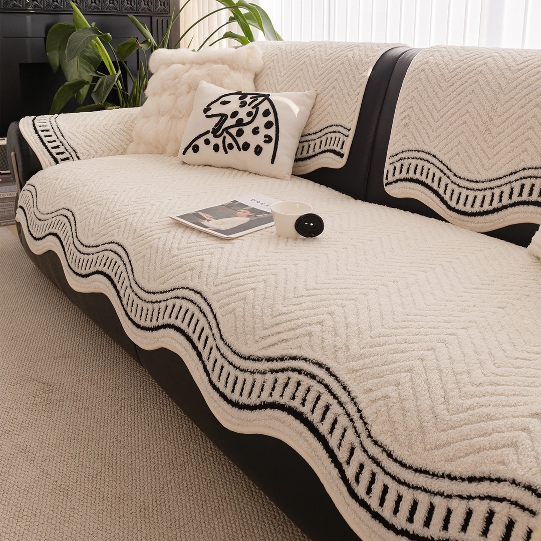 简约奶油风直排沙发垫四季通用防滑皮沙发坐垫子沙发套罩盖布盖巾