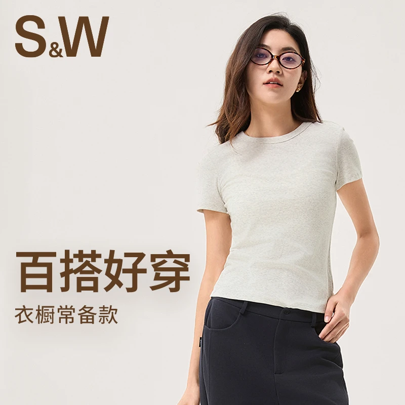 【灵子专属】S&W速惟排汗圆领T恤经典打底衫百搭女士薄款短袖4269