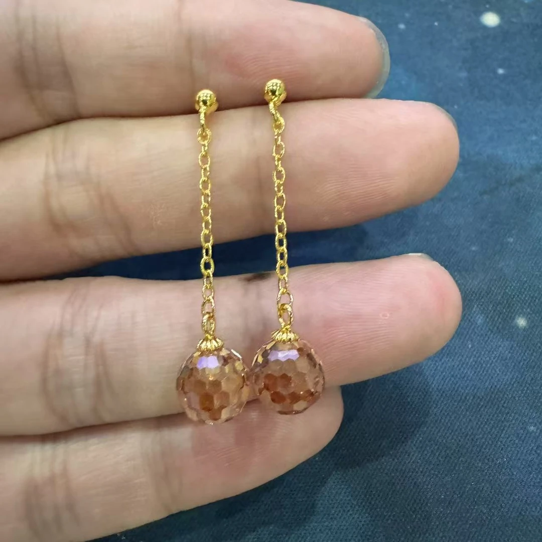 【SG】水晶爆闪球切时尚气质流苏耳饰