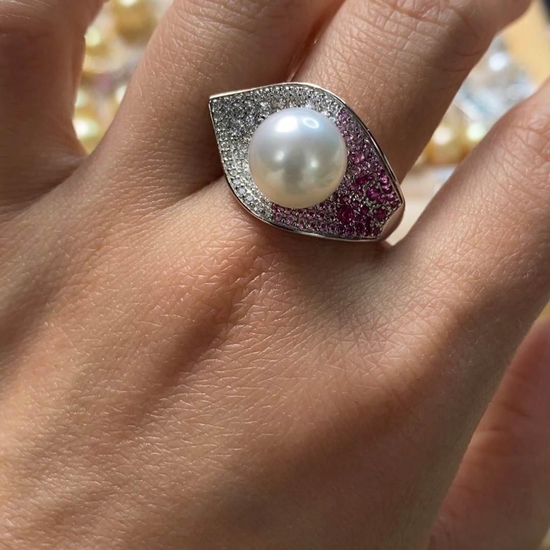 海水珍珠戒指银S925镶嵌