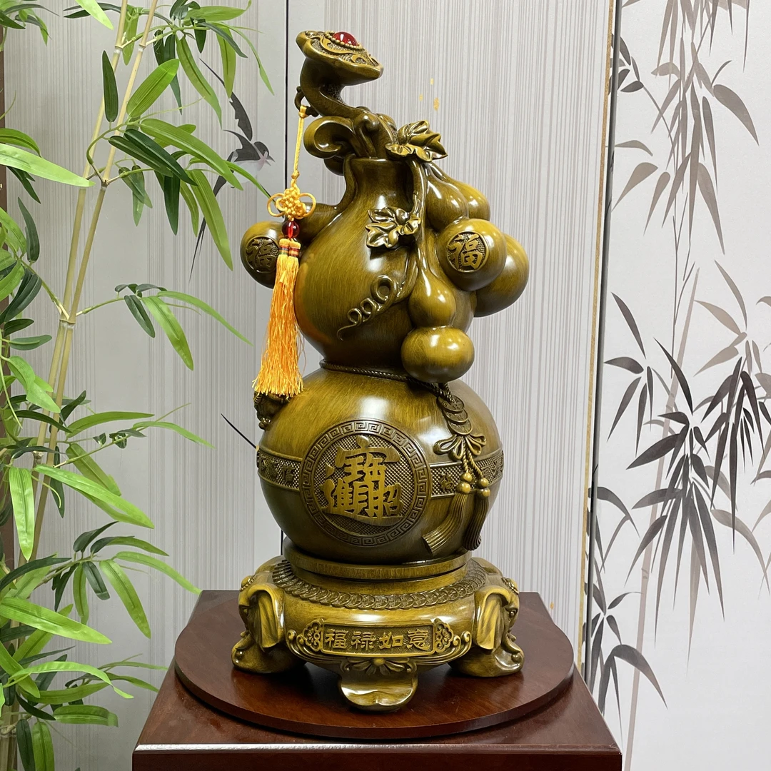 新款福禄如意大号葫芦摆件可360旋转新中式家居玄关摆设