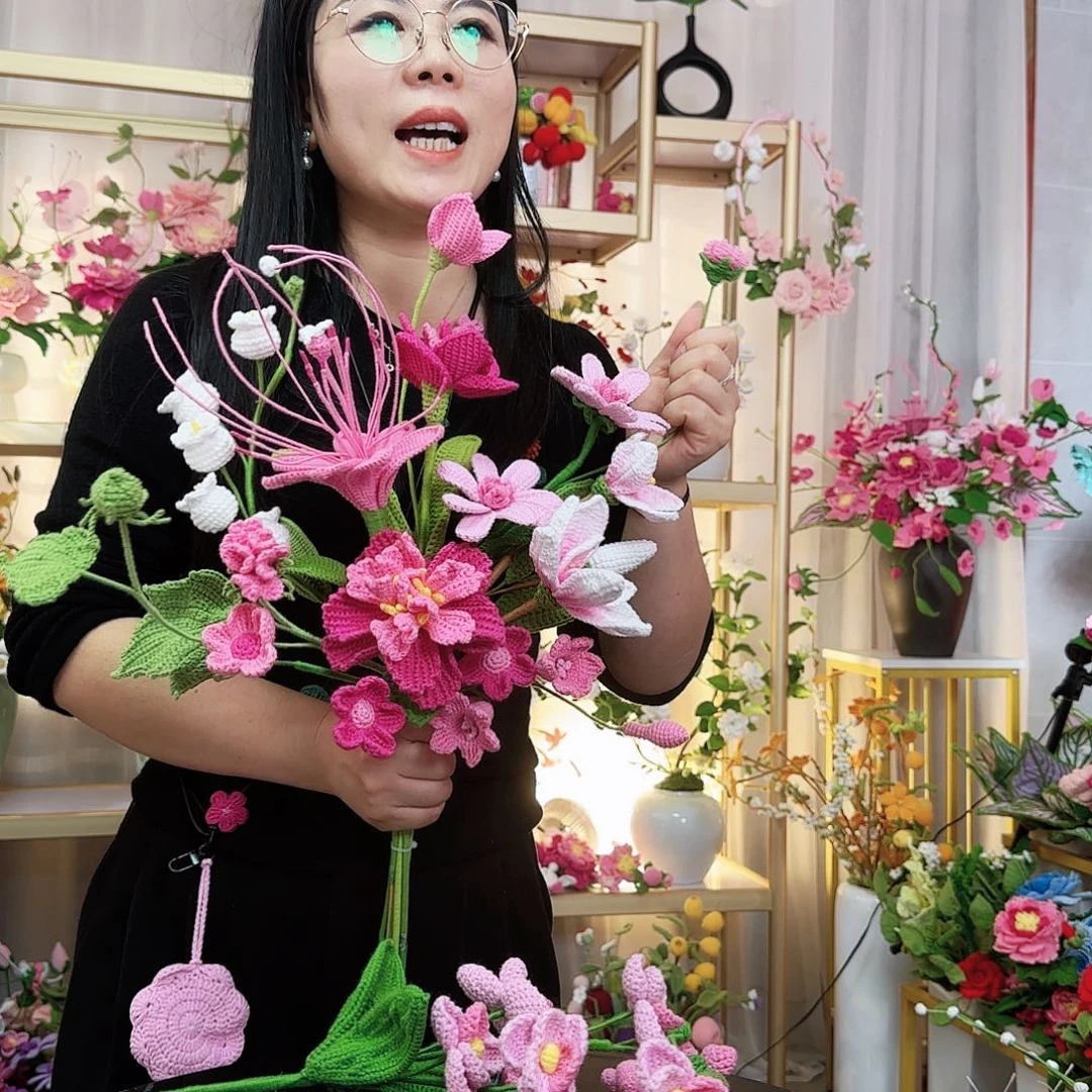 纯手工钩织手工钩织设计花束