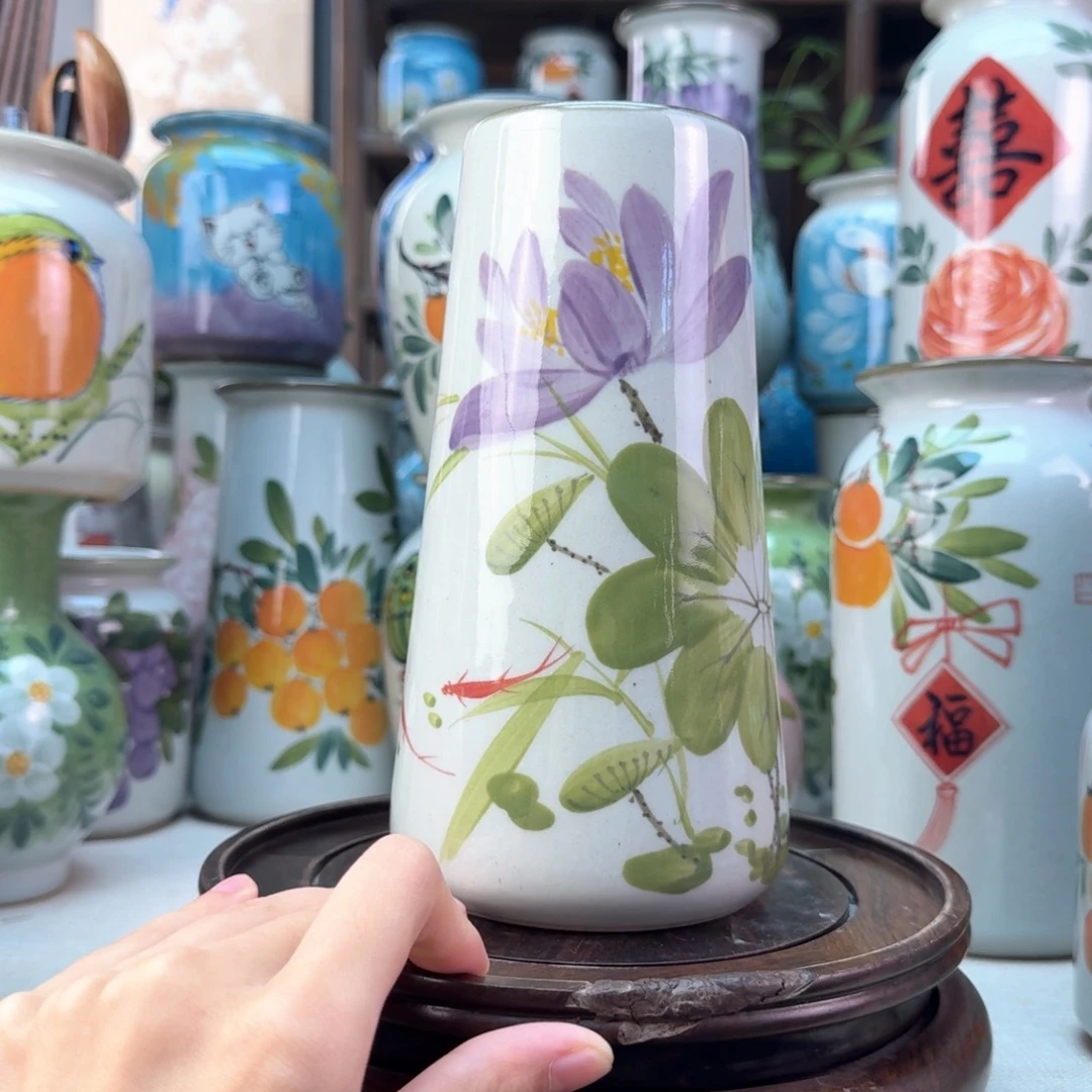 景德镇陶瓷手绘花瓶无孔