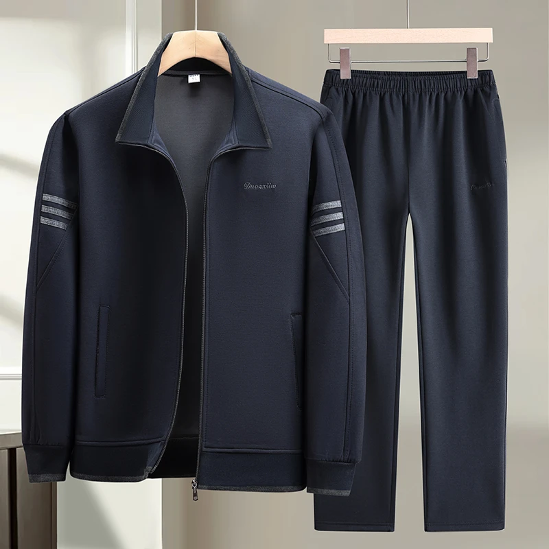 【两件套装】春秋季中老年运动套装男爸爸装直筒裤男士户外休闲外套