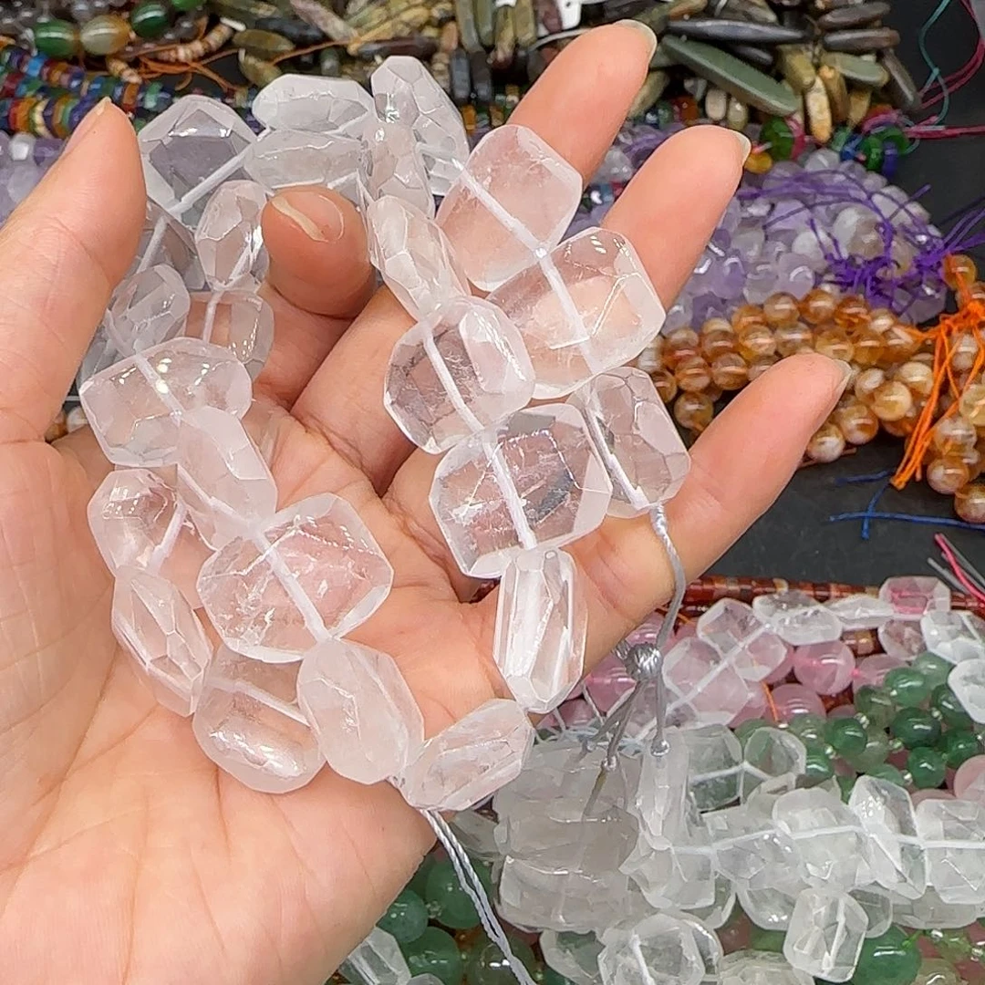 玛瑙/玉髓合金珠宝半成品白水晶牌子18mm一条