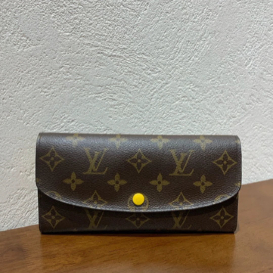99新 LouisVuitton/路易威登 老花黄色豆豆 长款钱包