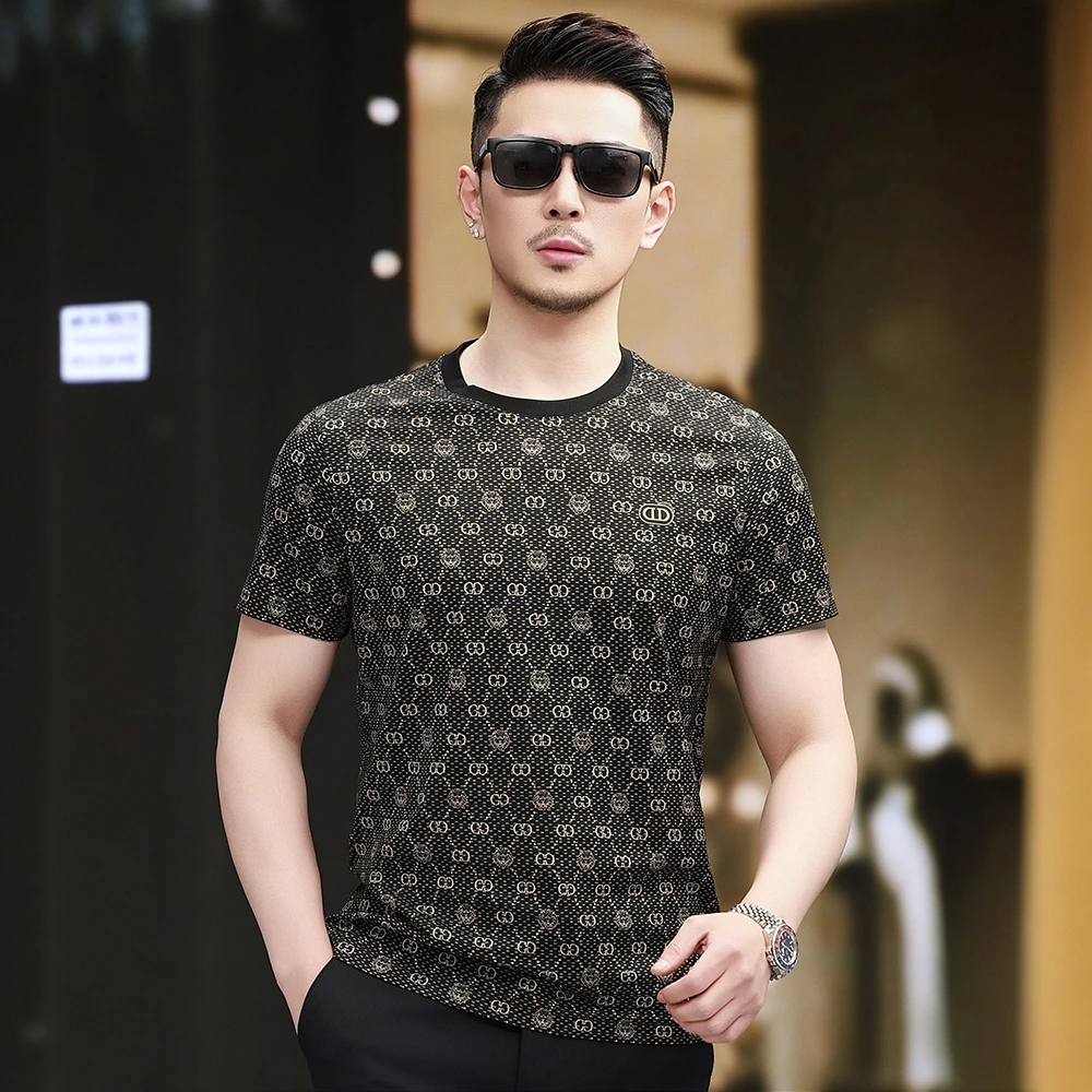 赫柏纪逸新款男士圆领短袖t恤时尚休闲半袖凉感速干亲肤纯棉夏装