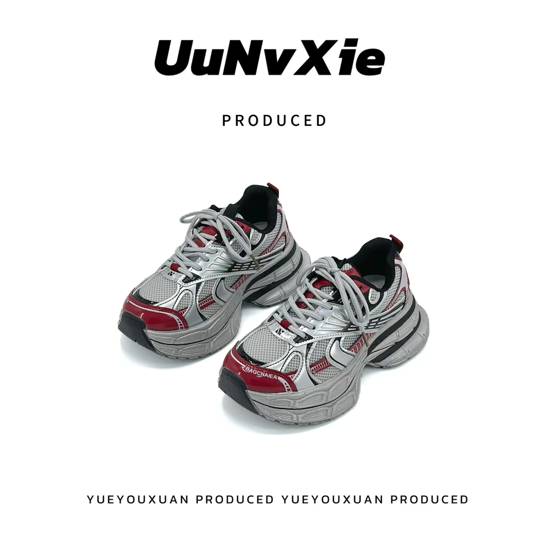 韩版厚底增高老爹鞋女2025年新款夏季百搭圆头休闲鞋