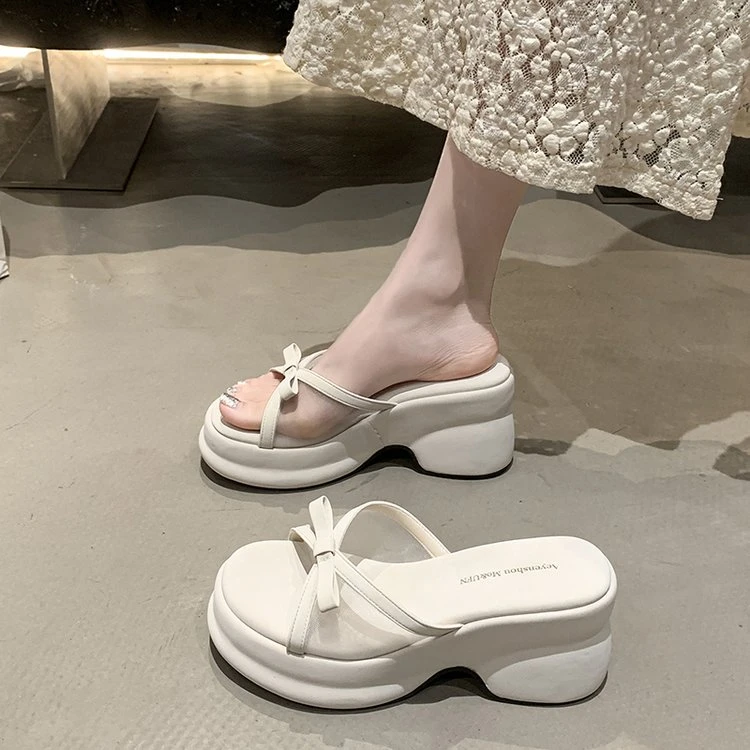 厚底增高拖鞋女外穿时尚2025新款夏季百搭不累脚小个子高跟鞋凉鞋