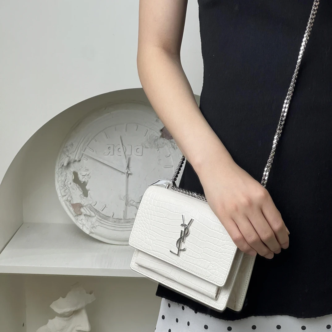 99新 YSL/圣罗兰 YSL 日落鳄压mini白银/99新/优选