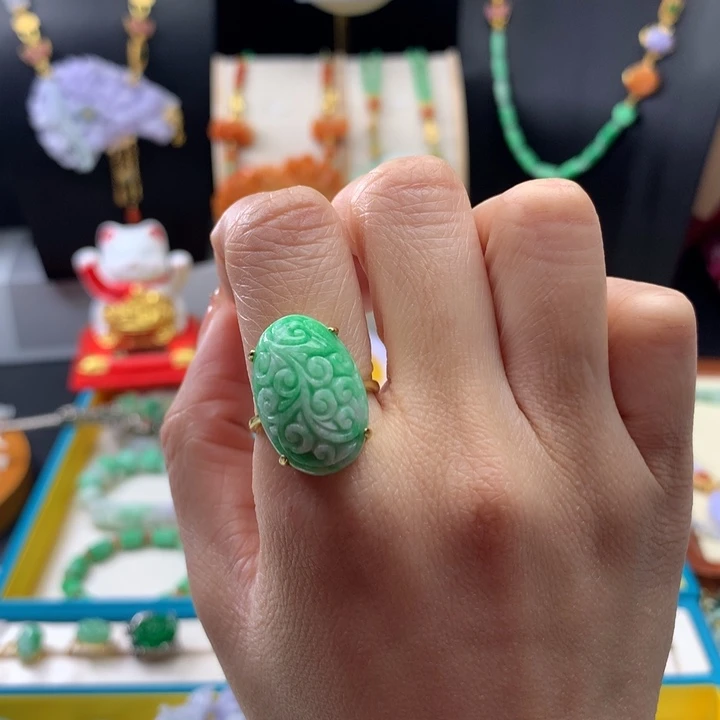 翡翠戒指未镶嵌用*梅翡翠戒指